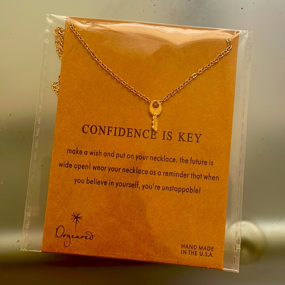 “Dogeared” Gold Dipped Chain Link Necklace Brand New “Confidence is Key”